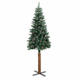 Vidaxl Weihnachtsbaum mit echtem Holz und Schnee schmal 150 cm Grün
