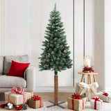 Vidaxl kerstboom met echt hout en sneeuw smal 180 cm groen