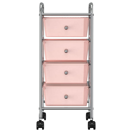Vidaxl Storage Trolley mit 4 Schubladen Mobile Plastikrosa