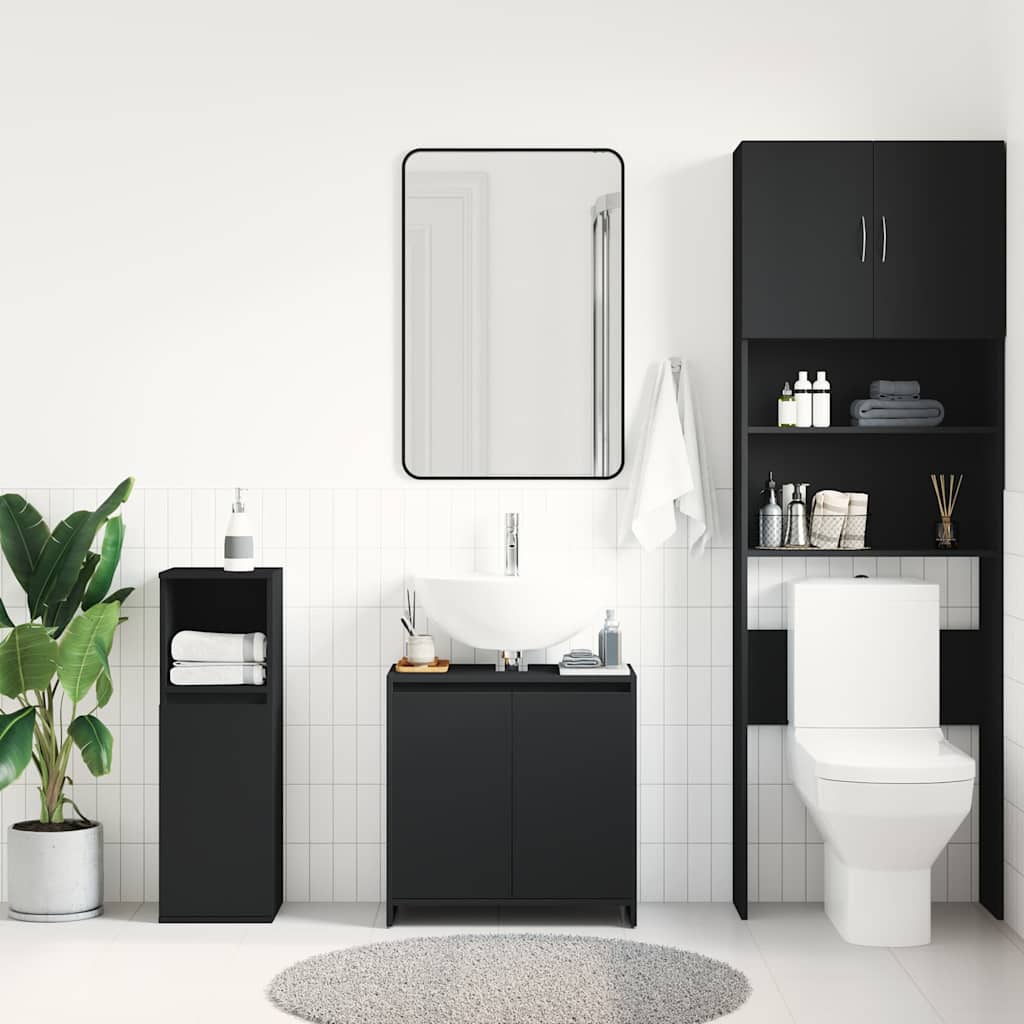 Vidaxl badkamerkast 60x33x61 cm bewerkt hout zwart