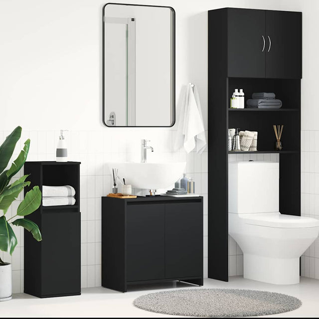 Vidaxl badkamerkast 60x33x60 cm bewerkt hout zwart
