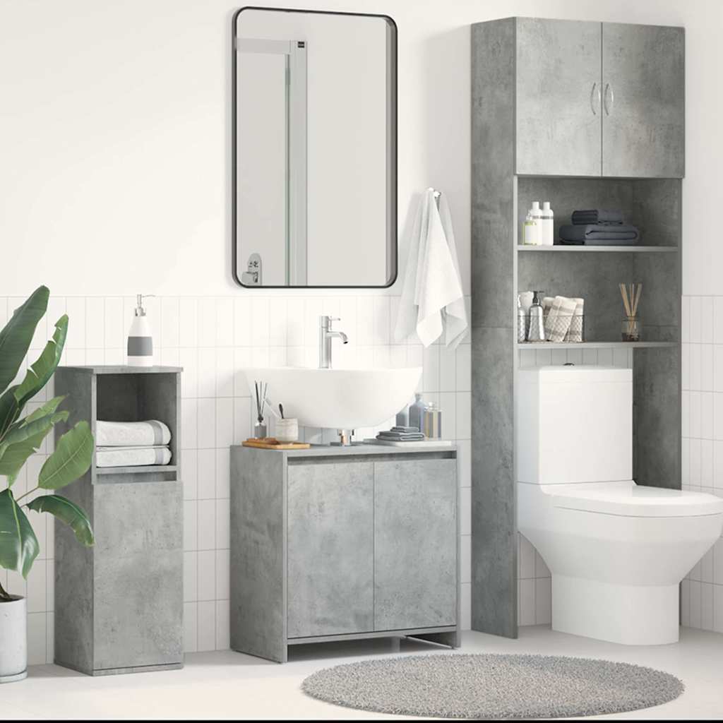 Vidaxl badkamerkast 60x33x61 cm bewerkt hout betongrijs