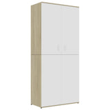 VIDAXL -Schuhschrank 80x39x178 cm Eigenschaften Holz Weiß und Sonoma Eiche