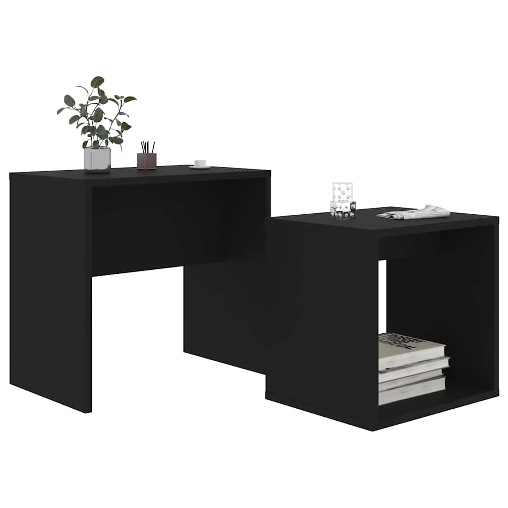 Vidaxl salontafelset 48x30x45 cm bewerkt hout zwart