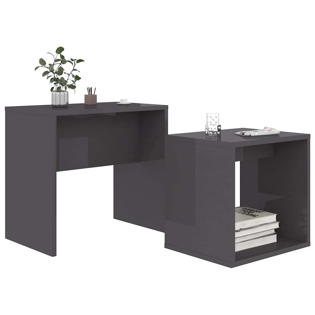Vidaxl salontafelset 48x30x45 cm bewerkt hout hoogglans grijs