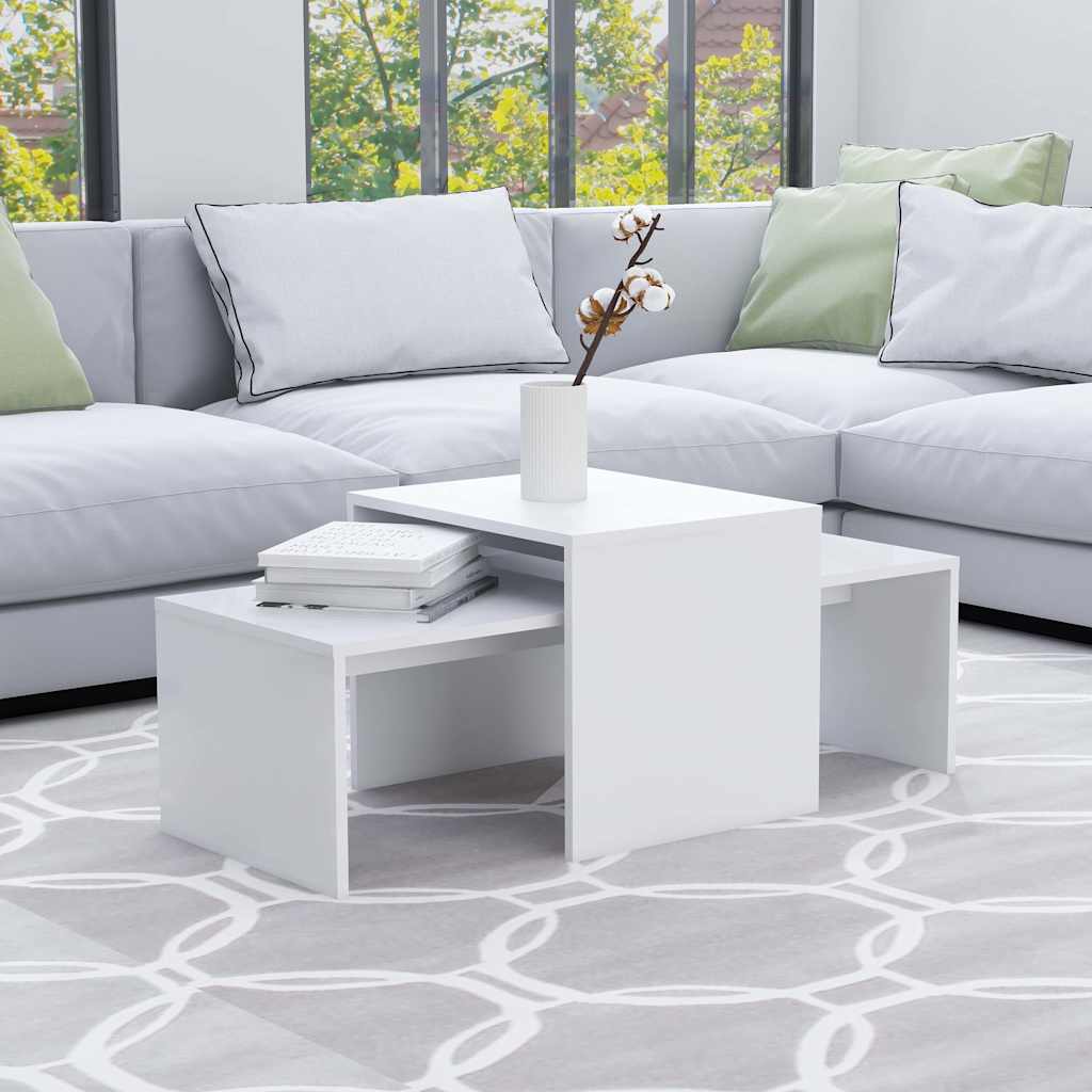 Vidaxl salontafelset 100x48x40 cm bewerkt hout wit