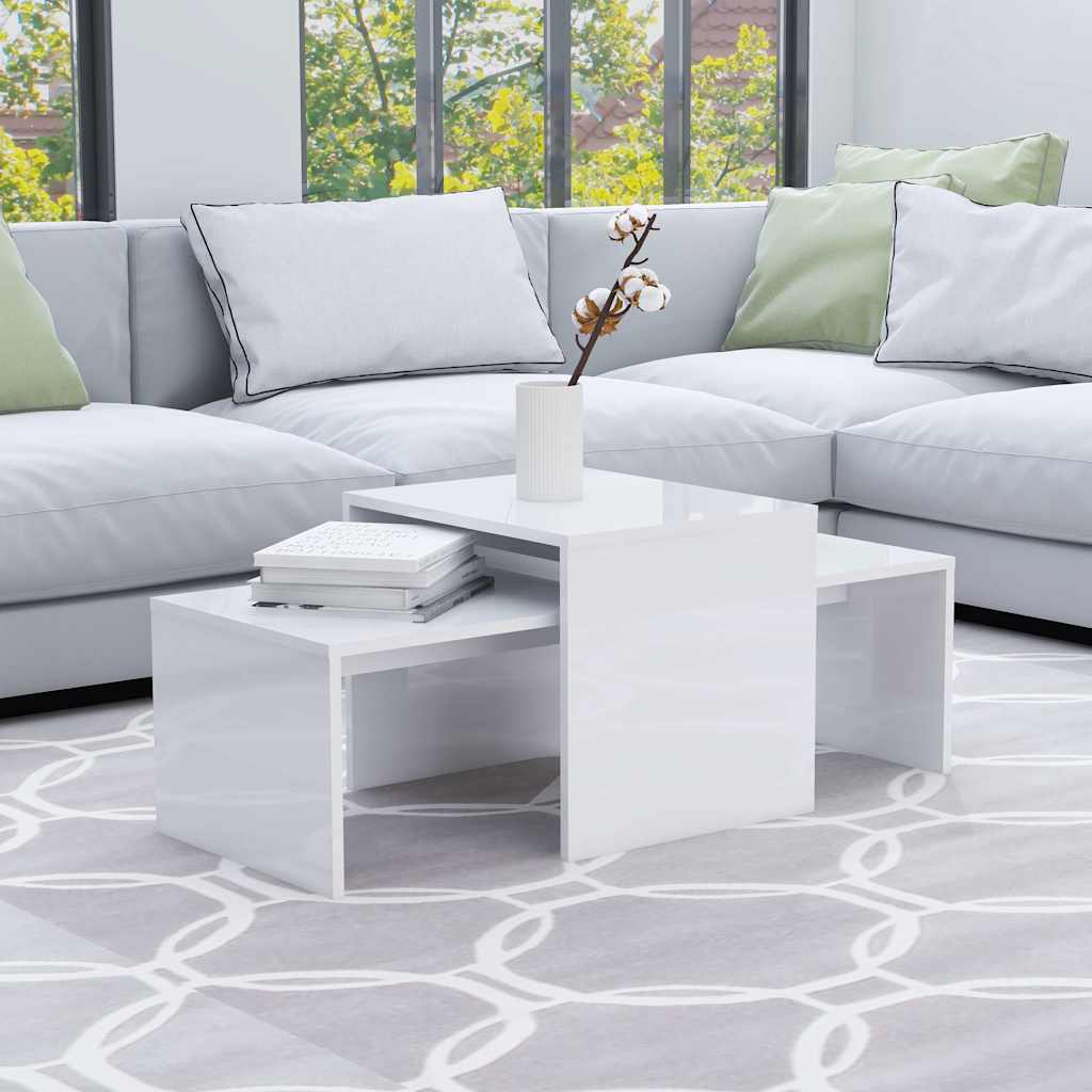 Vidaxl salontafelset 100x48x40 cm bewerkt hout hoogglans wit