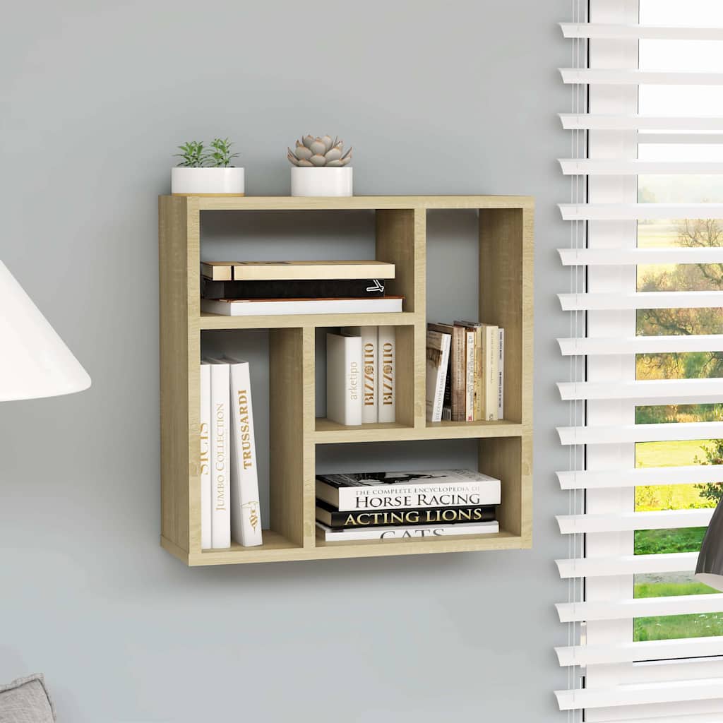 Vidaxl wandschap 45,1x16x45,1 cm bewerkt hout sonoma eikenkleurig