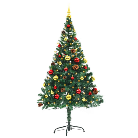 Vidaxl Kunstkerstboom mit Beleuchtung und Weihnachtsbällen 150 cm Grün