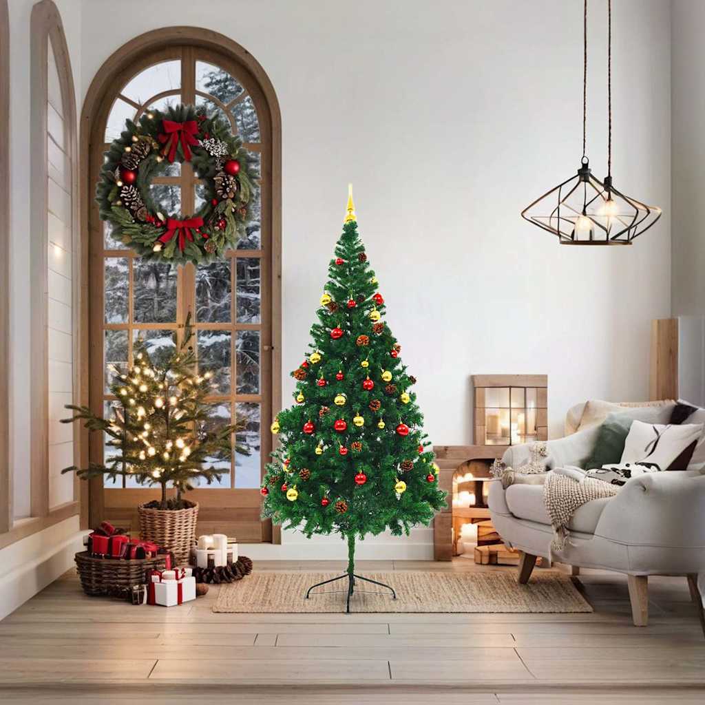 Vidaxx künstlicher Weihnachtsbaum mit Beleuchtung und Kugeln 180 cm grün