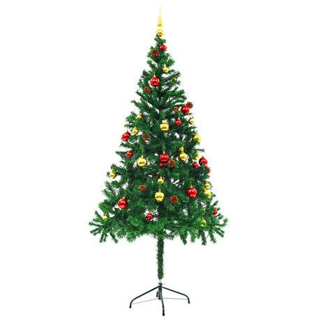 Vidaxl Kunstkerstboom mit Beleuchtung und Weihnachtsbällen 180 cm Grün