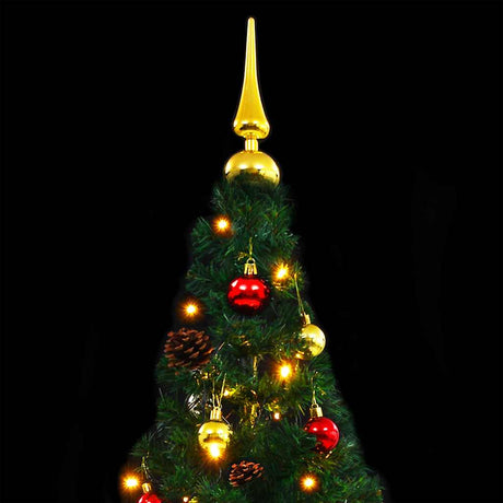 Vidaxl Kunstkerstboom mit Beleuchtung und Weihnachtsbällen 210 cm Grün