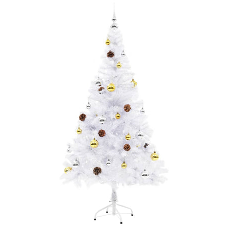 Vidaxl Kunstkerstboom mit Beleuchtung und Weihnachtsbällen 150 cm Weiß