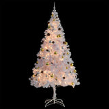 Vidaxl Kunstkerstboom mit Beleuchtung und Weihnachtsbällen 210 cm Weiß