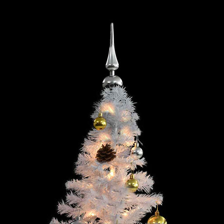 Vidaxl Kunstkerstboom mit Beleuchtung und Weihnachtsbällen 210 cm Weiß
