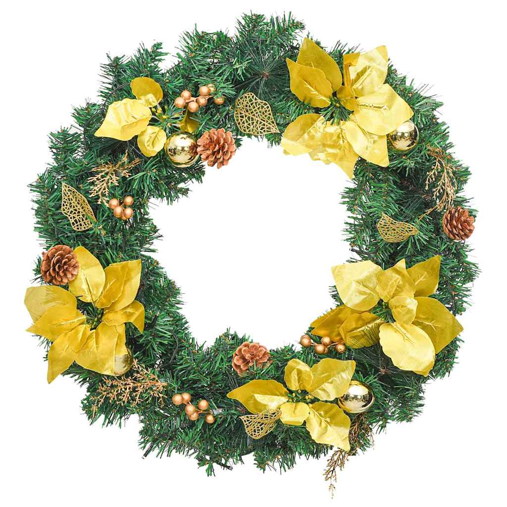 Vidaxl kerstkrans met led-verlichting groen 60 cm pvc