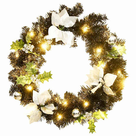 Vidaxl Weihnachtskranz mit LED -Leuchten 60 cm PVC Schwarz
