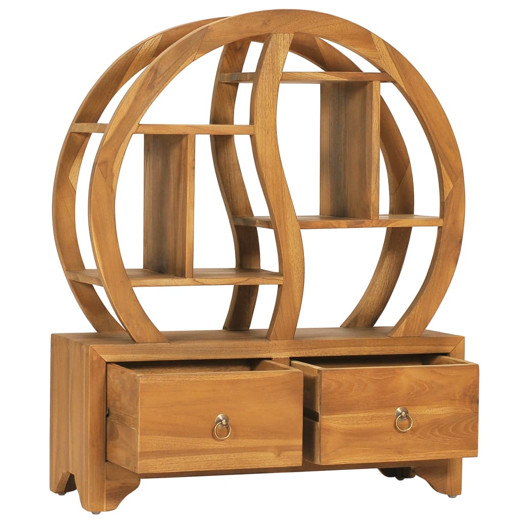 Vidaxl kast met yin yang schap 68x26x83 cm massief teakhout