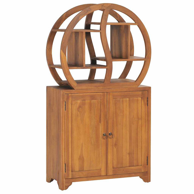 Vidaxl kast met yin yang schap 70x30x130 cm massief teakhout