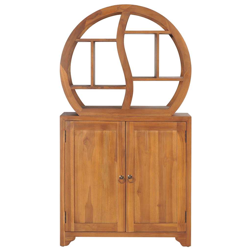 Vidaxl kast met yin yang schap 70x30x130 cm massief teakhout