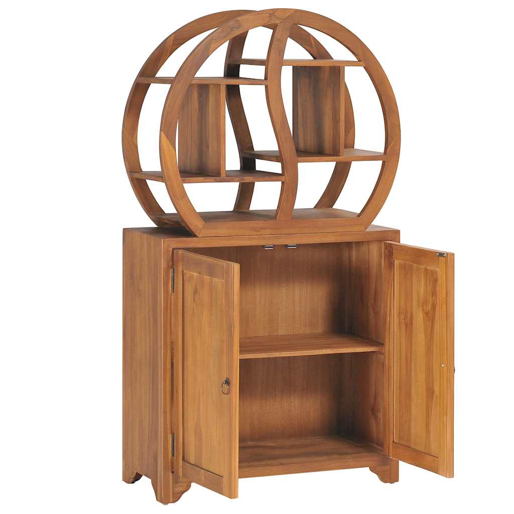 Vidaxl kast met yin yang schap 70x30x130 cm massief teakhout
