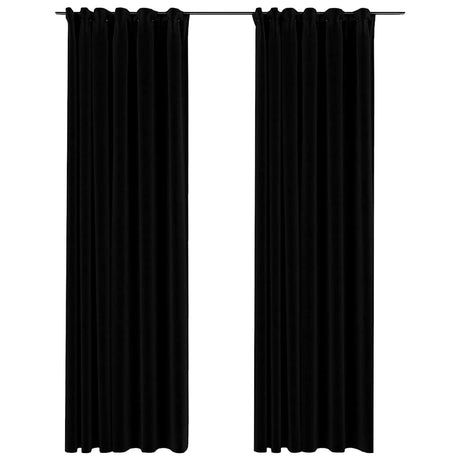 Vidaxl Vorhänge Leinen -Look Blackout Haken 2 ST 140x225 cm Schwarz