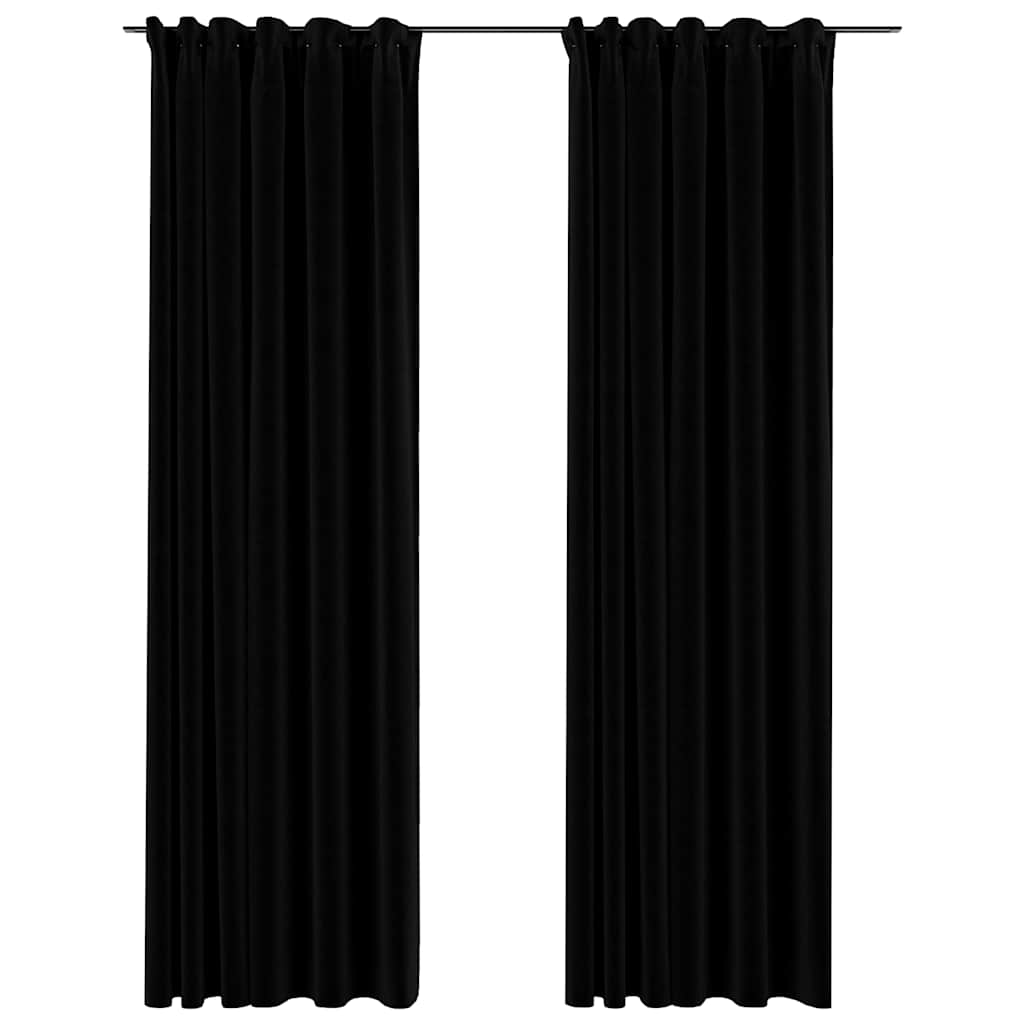 Vidaxl Vorhänge Leinen -Look Blackout Haken 2 ST 140x245 cm Schwarz