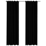 Vidaxl Vorhänge Leinen -Look Blackout Haken 2 ST 140x245 cm Schwarz