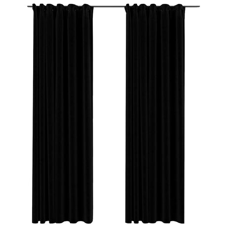 Vidaxl Vorhänge Leinen -Look Blackout Haken 2 ST 140x245 cm Schwarz