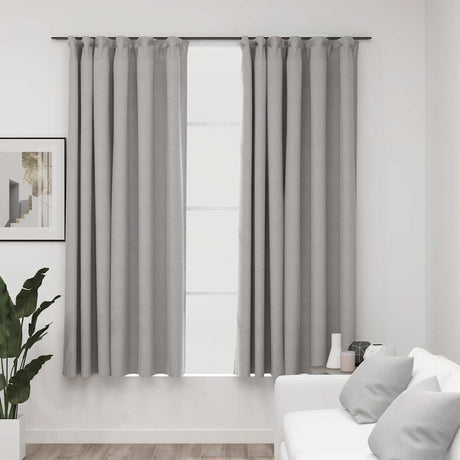 Vidaxl Vorhänge Leinen -Look Blackout Haken 2 ST 140x175 cm Grau