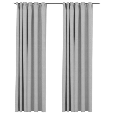 Vidaxl Vorhänge Leinen -Look Blackout Haken 2 ST 140x225 cm Grau