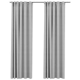 VIDAXL -Vorhänge Leinen sehen verdammte Haken 2 PCs 140x245 cm Grau aus