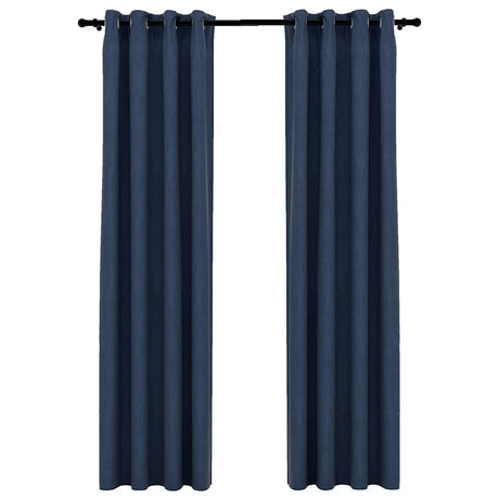 Vidaxl Vorhänge Leinen sehen verdammte Augen aus 2 St 140x245 cm blau