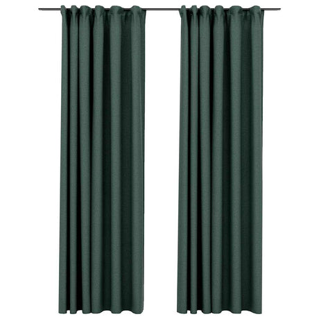 Vidaxl Vorhänge Leinenook Blackout Haken 2 ST 140x245 cm Grün