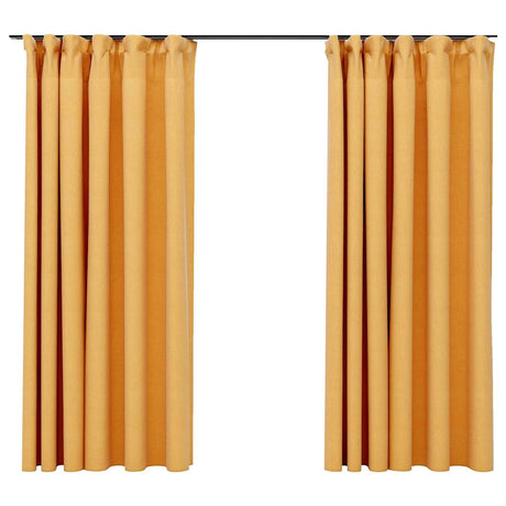 Vidaxl Vorhänge Leinenook Blackout Haken 2 ST 140x175 cm Gelb