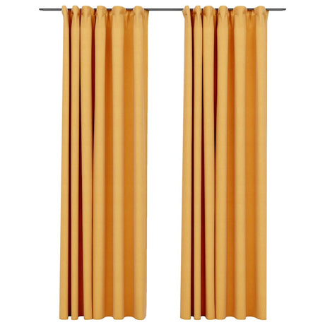 Vidaxl Vorhänge Leinenook Blackout Haken 2 ST 140x245 cm Gelb