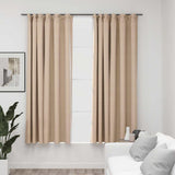 VIDAXL-Vorhänge aus Blackout-Haken von Leinen-Look 2 ST 140x175 cm Beige