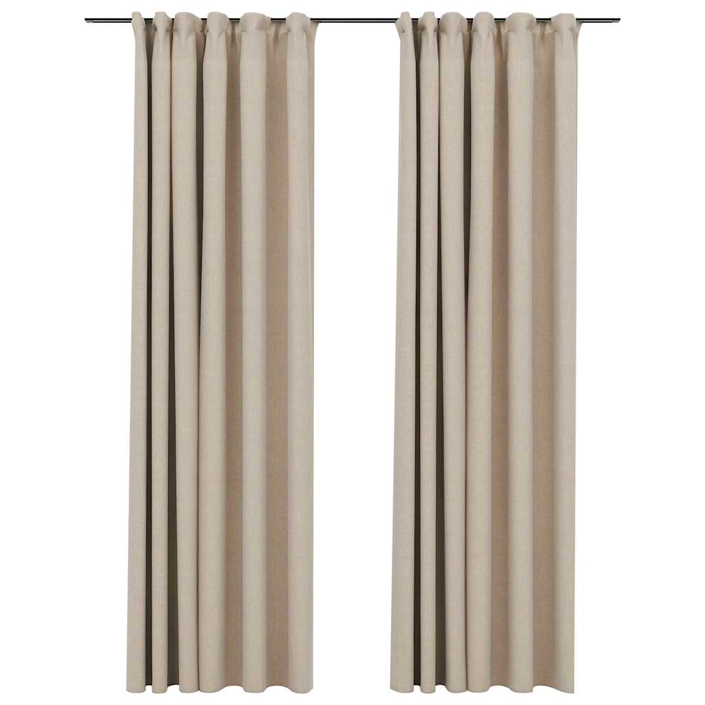 Vidaxl Vorhänge Leinenook Blackout Haken 2 ST 140x225 cm Beige