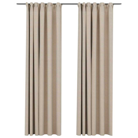 Vidaxl Vorhänge Leinenook Blackout Haken 2 ST 140x225 cm Beige
