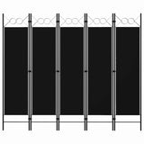 Vidaxl kamerscherm met 5 panelen 200x180 cm zwart