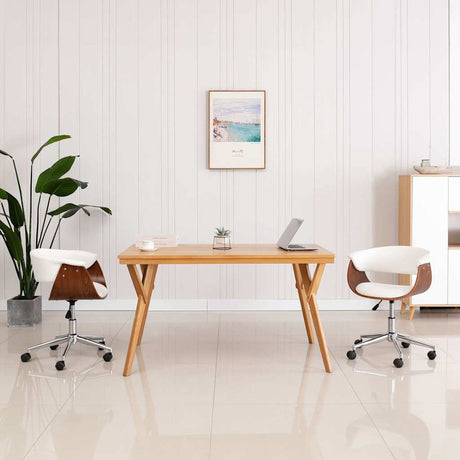 Vidaxl eetkamerstoelen draaibaar 2 st kunstleer wit