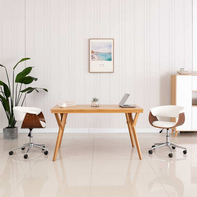Vidaxl eetkamerstoelen draaibaar 2 st kunstleer wit