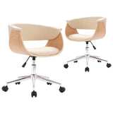 Vidaxl eetkamerstoelen draaibaar 2 st kunstleer crèmekleurig