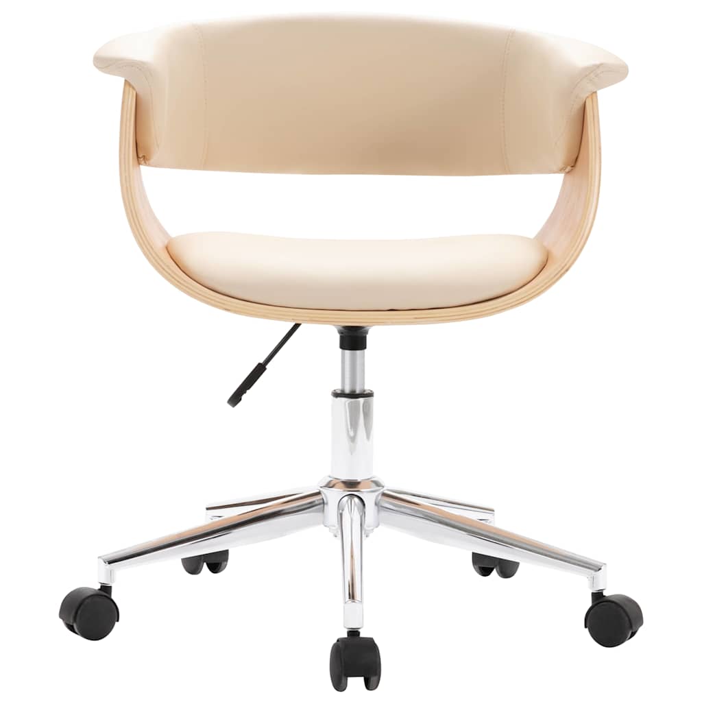 Vidaxl eetkamerstoelen draaibaar 2 st kunstleer crèmekleurig