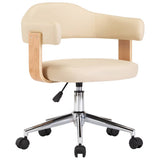Vidaxl eetkamerstoelen draaibaar 2 st kunstleer crèmekleurig