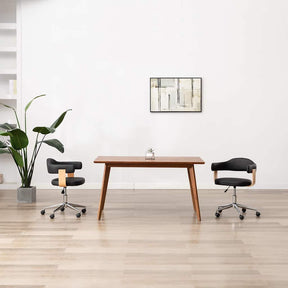 Vidaxl eetkamerstoelen draaibaar 2 st kunstleer zwart