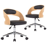 Vidaxl eetkamerstoelen draaibaar 2 st gebogen hout en kunstleer zwart