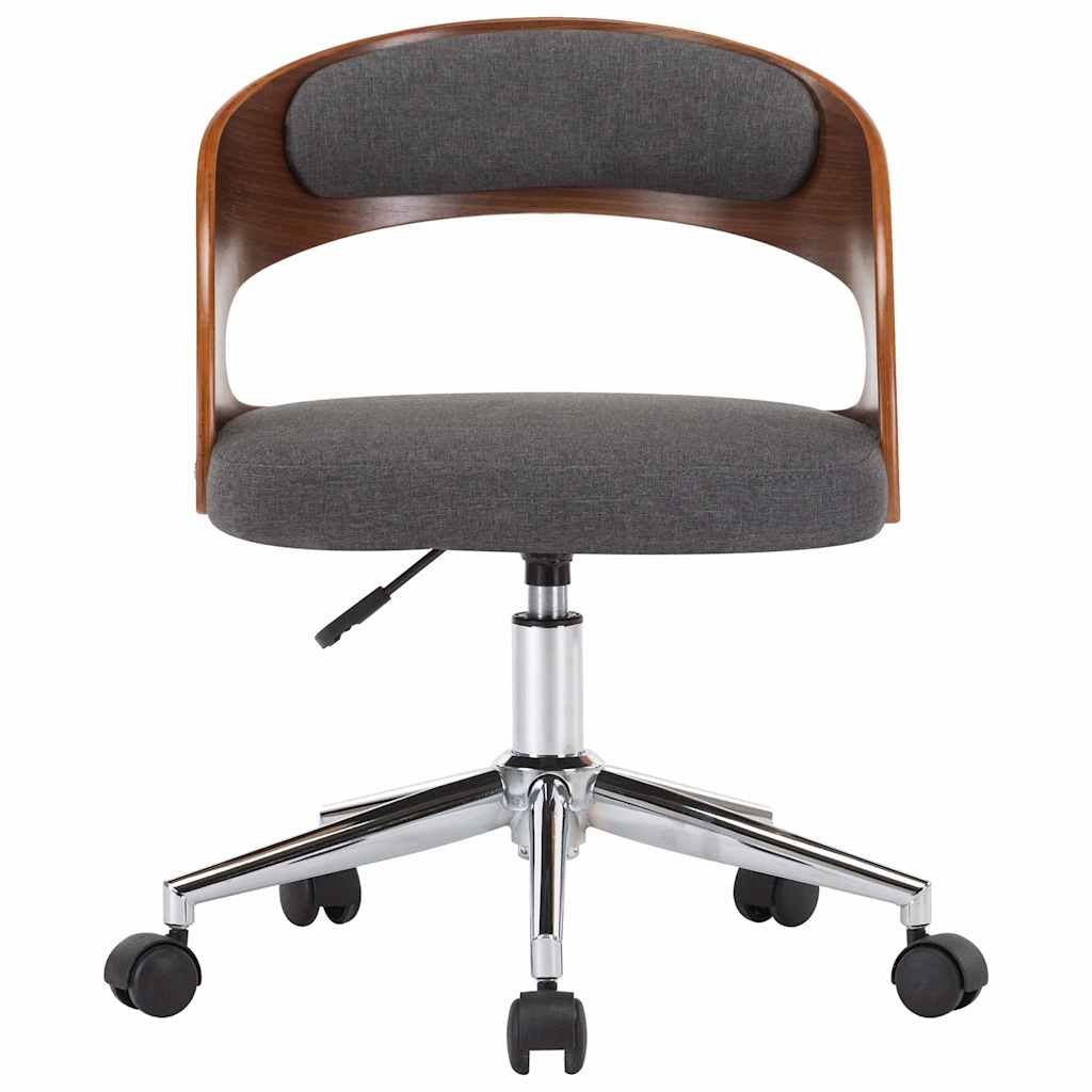 Vidaxl eetkamerstoelen 2 st draaibaar gebogen hout en stof grijs
