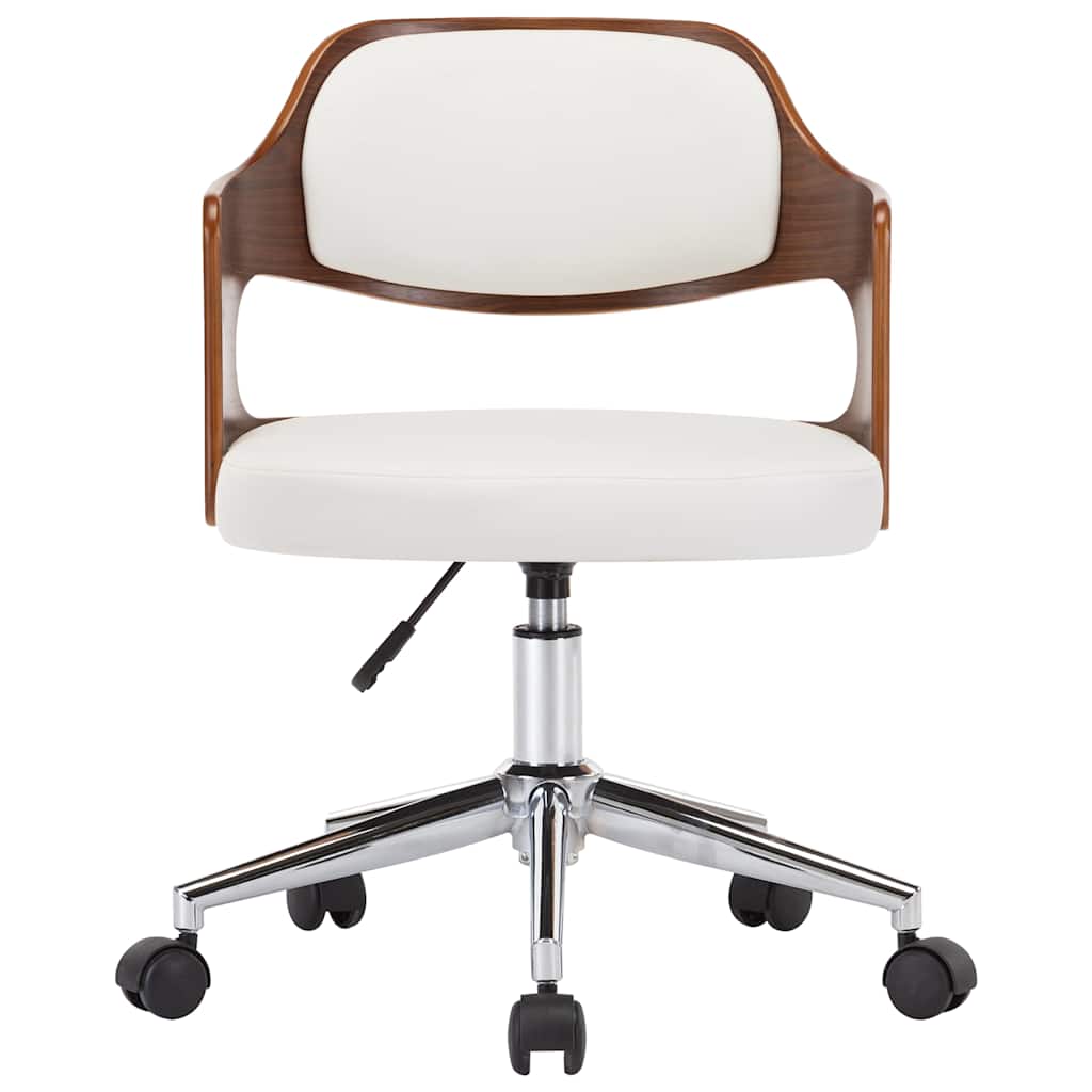 Vidaxl eetkamerstoelen draaibaar 2 st gebogen hout en kunstleer wit