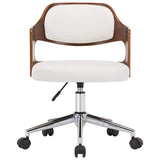 Vidaxl eetkamerstoelen draaibaar 2 st gebogen hout en kunstleer wit